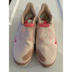 Nike React Sneakers Women Size 8 Beige Pink Slip On Mesh Shroud Speckled